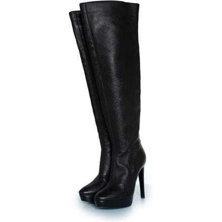 Zwarte leren overknee platformlaarzen van Burberry