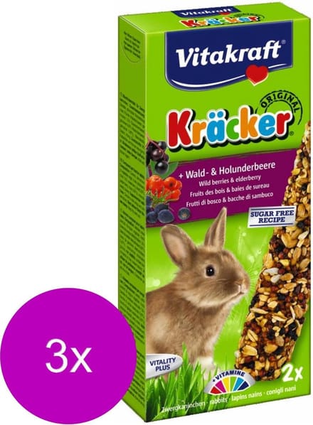 Vitakraft Konijn Kracker - Konijnensnack - 3 x Bosbessen
