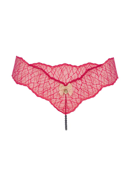 Bracli | Sydney Parel String Set Donker | Rood | Luxe Lingerie Maat Plus