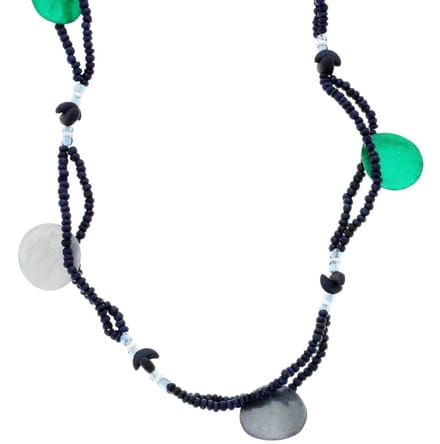 Behave - Lange ketting - Boho strandstijl - Blauw schelp hout - 160 cm