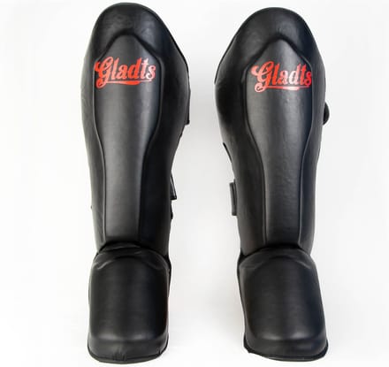 Gladts Classic Scheenbeschermers – Zwart/Rood – Maat M – Kickboksen, Muay Thai en MMA
