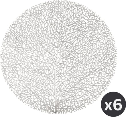 Placemat CAPELINNI rond, SET/6, dia 38 cm, zilver