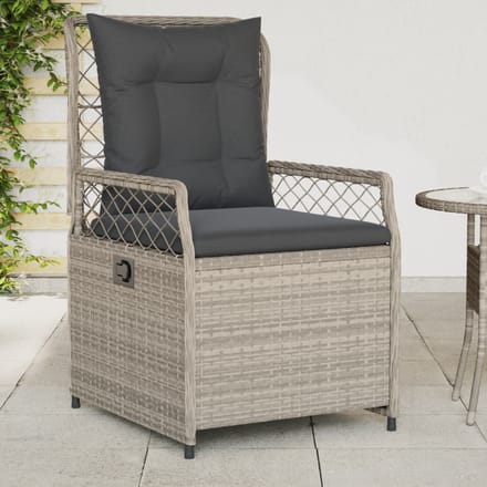 vidaXL - Tuinstoelen - 2 - st - verstelbaar - poly - rattan - lichtgrijs