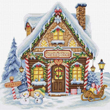 Borduurpakket Luca-S - Santa’s Shop - De winkel van de Kerstman - B1435