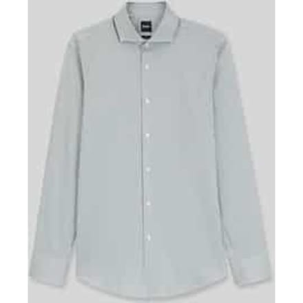 BOSS Hank slim fit overhemd - popeline - groen met wit gestreept - Strijkvriendelijk - Boordmaat: 39 (EU maat: M)
