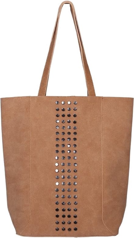 Bruine Shopper Studs - Handtassen - Shoppers - Stevig Kunstleer - Donker Metalen Studs - Bruin