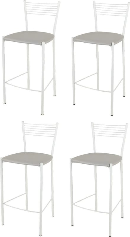 Tommychairs Elegance - Eetkamerstoelen - Set van 4 - Wit & Licht Grijs - Kunstleer & Metaal