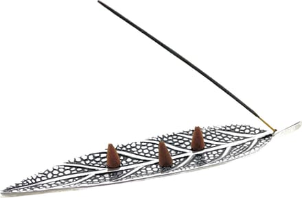 Premium Wierookhouder metaal bladmotief 27 x 5.5 x 8 mm