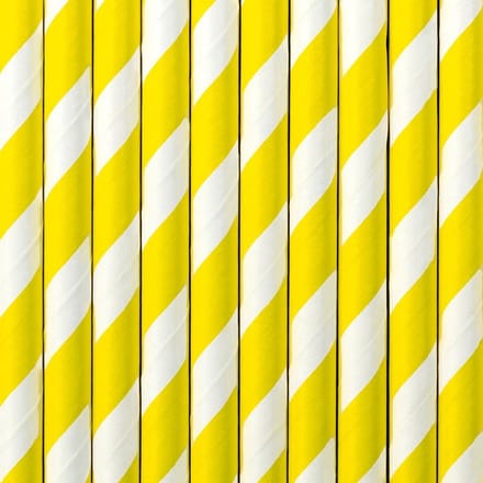 Papieren rietjes geel wit gestreept