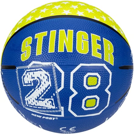 New Port Mini Basketbal Print - Kobalt/Fluorgeel/Wit - 3