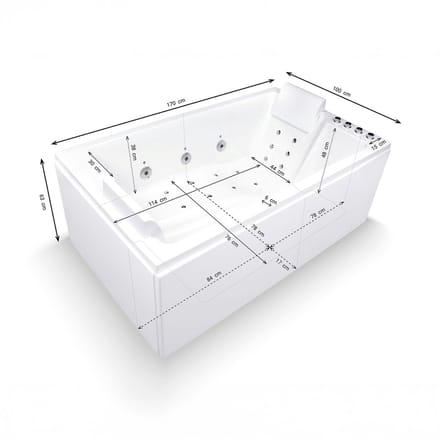 SPALINA - Whirlpool bad - Cetana duo Wave, 170 x100 x63 cm, Wit