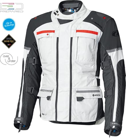 Held Carese Evo GTX Lichtgrijs Rood Textiele Motorjas - Jas