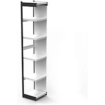 Stalen rek PROGRESS 2000, open hoekkast bouwdeel, achterwand, H 2250 x B 400 + D 400 mm, zilveren frame