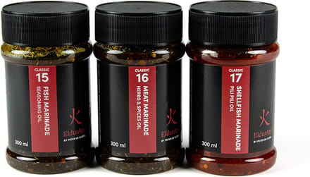 EldurApi Marinade Set - 3-Delig - Vleesmarinade - Vismarinade - Schaaldierenmarinade - Oliebasis - BBQ Marinade