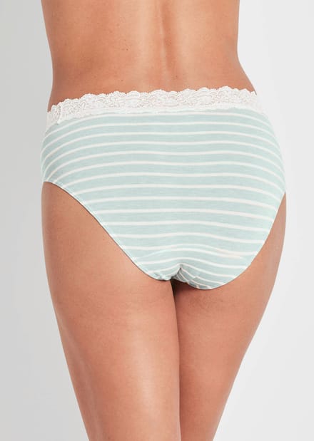 Viscose tailleslip met kant - mintgroen / gebroken wit / gestreept - Gr. 42 van Goldner Fashion