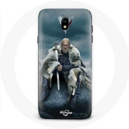 Coque - Vikings - Galaxy J3 2017 - Souple - Gris - Ragnar Lothbrok logo V Epée gris