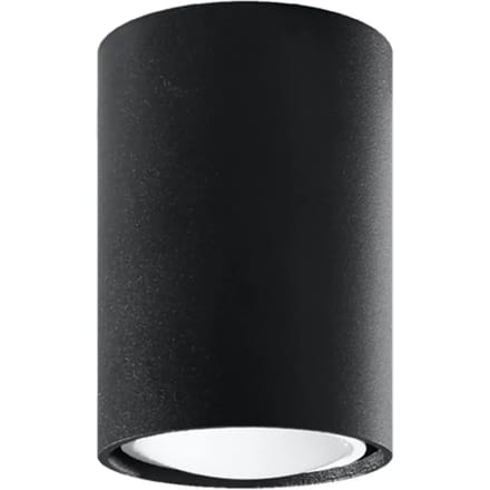 Plafondlamp LAGOS 10 compacte cilindrische opbouwspot - Sollux Lighting - IP20 - Zwart staal behuizing - 6 x 6 x 10 cm - 1 x GU10 LED, exclusief lichtbron - Max. 10 W - Moderne plafondlamp voor gang, hal en woonkamer