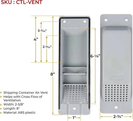Ventilatie Roosters - Lucht Roosters - Container Ventilatie - Cross Flow Ontwerp - Donkergrijs