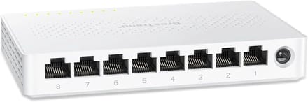 Ethernet Switch - Netwerk Hub - Snelle Verbindingen - Ventilatorloos Ontwerp - 8 Poorten - Wit