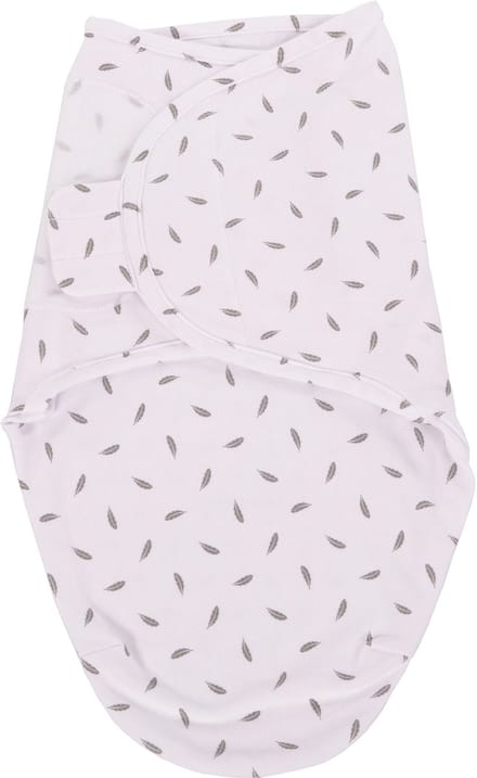 Bo Jungle - Inbakerdoek - Inbakerslaapzak - Swaddle - 0-4 maanden - Wrap Grey Feathers / Veertjes Small - Grijs