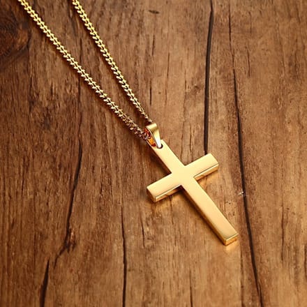 Ketting edelstaal met kruisje goudkleur