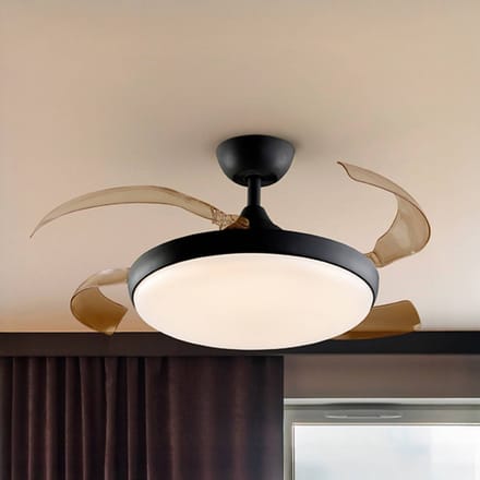 Schuller Valencia LED plafondventilator Venturi zwart/rookkleurig DC Ø 106 cm stil