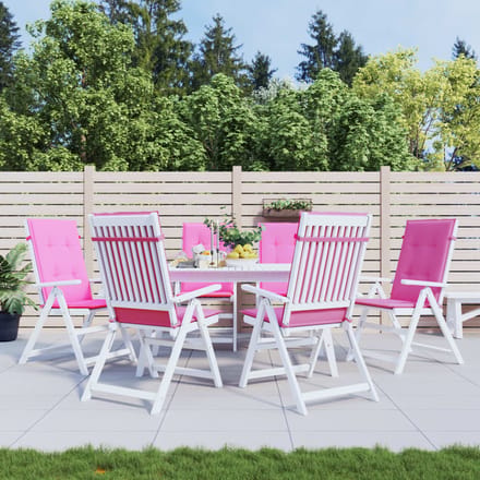 vidaXL - Stoelkussens - 6 - st - hoge - rug - stof - roze