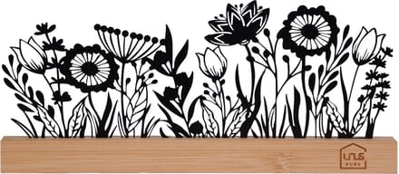 UNUS® Staander decoratieve bloemenweide zomer zwart met bamboevoe