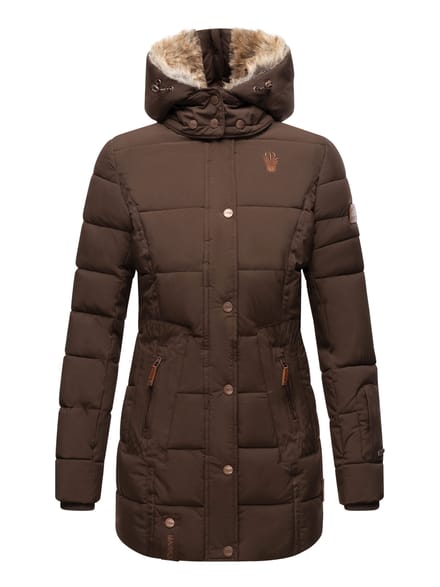 Marikoo dames winterjas met capuchon & imitatiebont voering