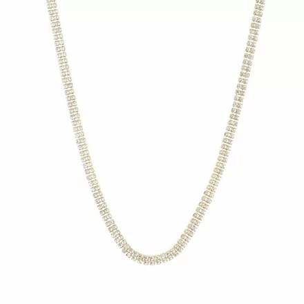 Bijoutheek Collier Dubbele rij witte stenen Goud