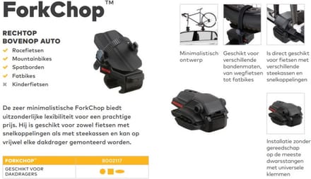 Yakima ForkChop Dak Voorvork Fietsendrager Fietsdrager 2 electrische fietsen Auto Fietsendragers Accessoires
