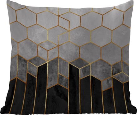 Tuinkussen - Goud - Hexagon - Chic - Patronen - Luxe - 40x40 cm - Weerbestendig