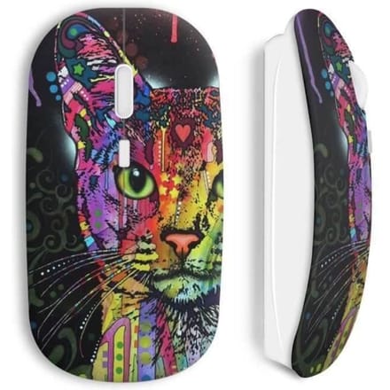 Souris sans fil - Chat colorize - Noir - USB - Compatible Mac et PC - WiFi