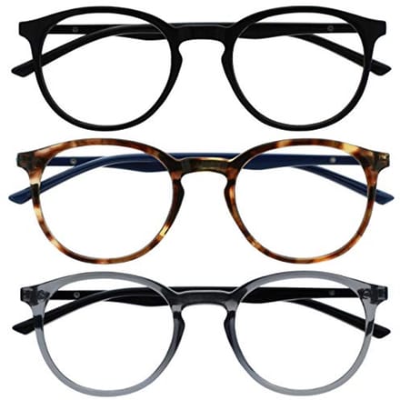 Blauwe licht blokkering leesbril - 3-pakken, unisex, groot formaat
