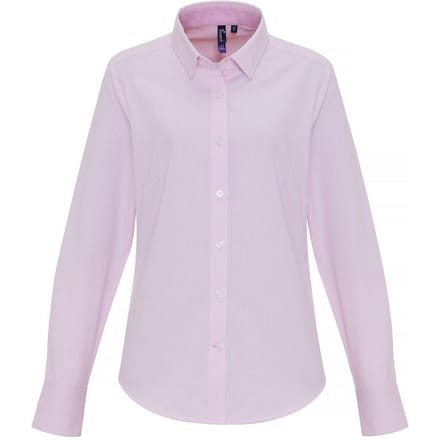 Premier Vrouwen/dames Katoen Rijke Oxford Stripe Blouse (Wit/Roze)