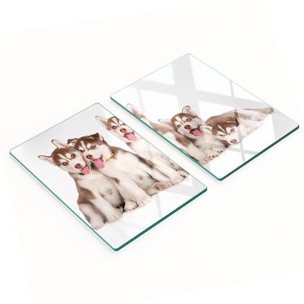 Glazen snijplanken met afbeeldingen van huskypuppy's, 2x40x52 cm