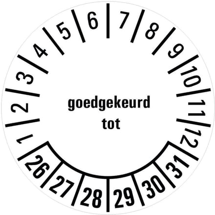 Goedgekeurd tot keuringssticker 26-31 - vel 20 mm - 36 per kaart