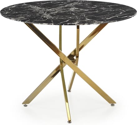 Glazen eettafel Raymond 100 cm breed marmer zwart