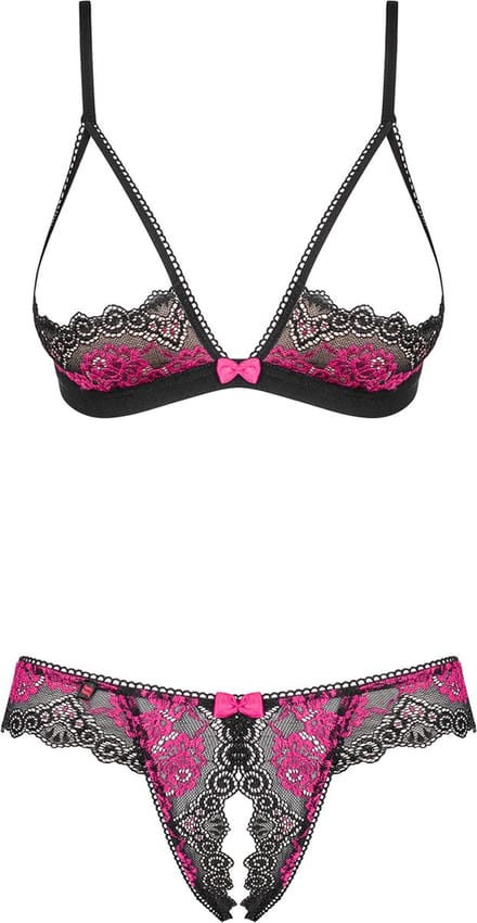 Obsessive Tulia BH & Open Kruis String - Erotische Lingerieset - Maat L/XL - Rood