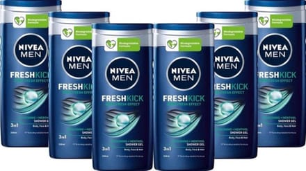 Nivea Fresh Kick 3 in 1 Douchegel  - Voordeelverpakking 6 x 250 ml