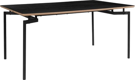 Aldo-Eettafel - 160 cm - Zwart MDF met gestructureerd oppervlak, metalen frame