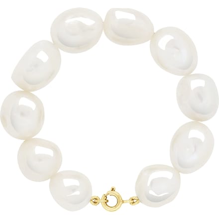 Armband Goud - Rij van Echte Zoetwaterparels Barok 11-12 mm