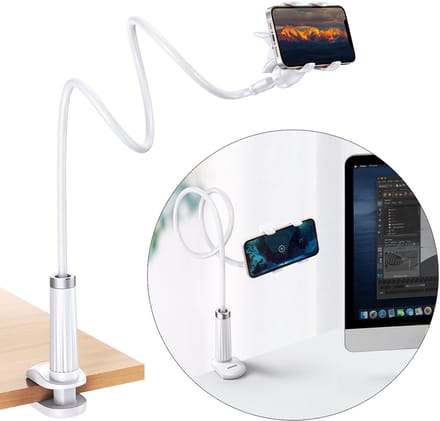 Universele houder standaard voor telefoon, tablet, statief met flexibele arm, wit