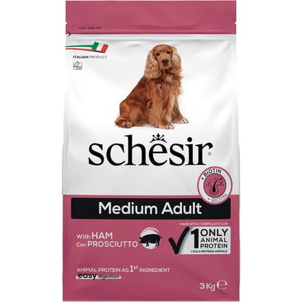 2x3kg Schesir Dog Medium Adult met ham droogvoer