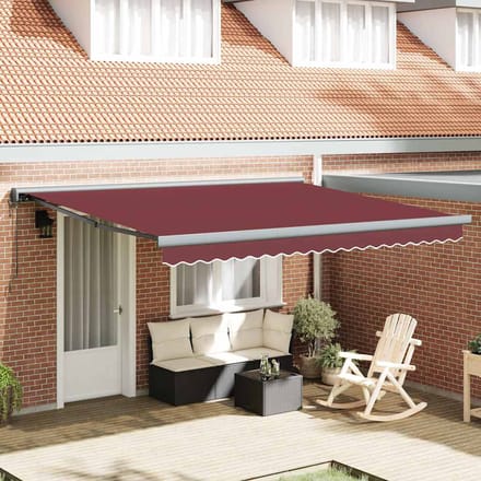 vidaXL - Uitschuifbare - luifel - Bordeaux - met - Antraciet - Frame - 400 - × - 300 - cm