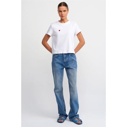 Hoge Taille Rechte Pijpen Katoenen Jeans