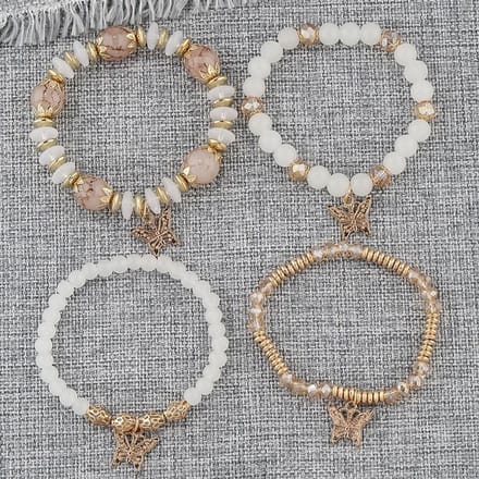 4 pièces/ensemble chaîne perle dame Bracelet mode Style poignet chaîne Bracelet ensemble papillon Bracelet gray