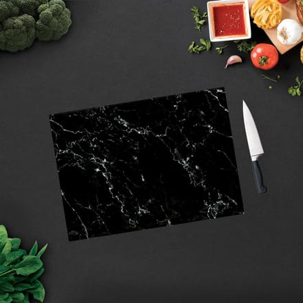 Zwarte Marmerlook Tempered Glas Snijplank 30cm × 40cm - Glassnijplank - Glazen