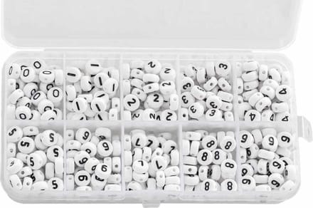 Kralendoos - Acryl Cijferkralen (7 x 4 mm) White-Black (50 kralen per cijfer)