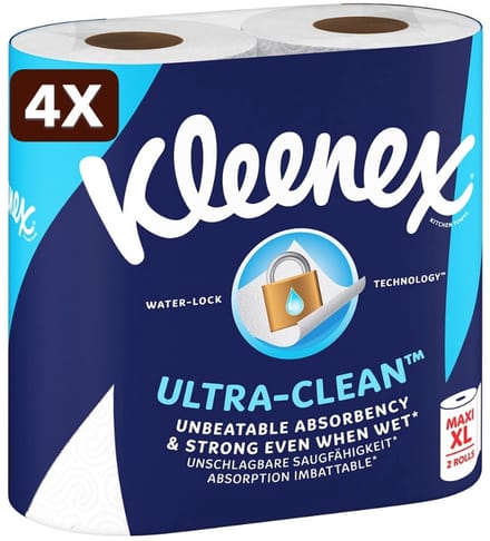 4 x Kleenex - Keukenpapier - Ultra Clean - Maxi XL - Absorberend - 2 Rollen
